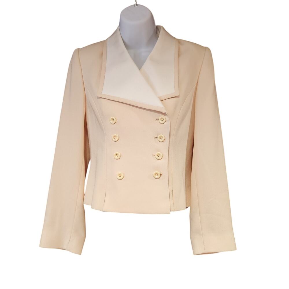Vintage Albert Nipon Creme And White 80s/90s Short Blazer Sz 4
